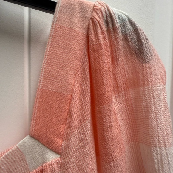 Chaps Size XL Peach Pink 100% Gauze Cotton Ruffle Hem 3/4 Sleeve Shirt - Picture 10 of 11